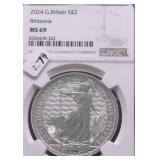 2024 NGC MS69 BRITANNIA 1 OZ .999 SILVER