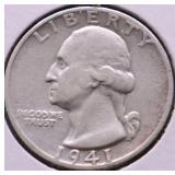 1941 S WASHINGTON QUARTER XF
