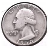 1950 D WASHINGTON QUARTER VF