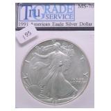 1991 TRUE GRADE MS 70 SILVER EAGLE