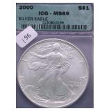 2000 ICG MS69 SILVER EAGLE