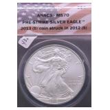2013 S ANACS MS70 SILVER EAGLE