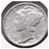 1937 D MERCURY DIME XF