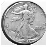 1941 D WALKING HALF DOLLAR XF