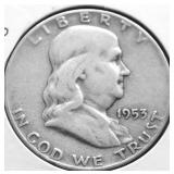 1953 D FRANKLIN HALF DOLLAR VF