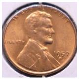1957 D GEM RED LINCOLN CENT