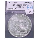 2023 ICG MS69 DMPL 500 GRAM 1 OZ .999 SILVER