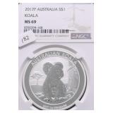 2017 P AUATRALIA NGC MS69 KOALA 1 OZ .999 SILVER
