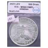 2023 ICG MS69 DMPL 500 GRAM 1 OZ .999 SILVER