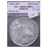 2023 ICG MS69 DMPL 500 GRAM 1 OZ .999 SILVER