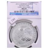 2013 NGC MS69 NOAH  ARK SILVER ROUND 1 OZ