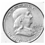 1959 FRANKLIN HALF DOLLAR AU