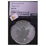 2016 NGC MS70 CANADA MAPLE LEAF  1 OZ .9999 SILVER