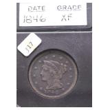 1846 LARGE CENT XF