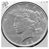 1922 PEACE DOLLAR AU