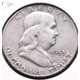 1953 D FRANKLIN HALF DOLLAR VF