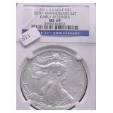 2011 S NGC MS69 SILVER  EAGLE 25TH ANNIVERSARY SET