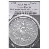 2024 PCGS MS70 FLOWING HAIR MEDAL