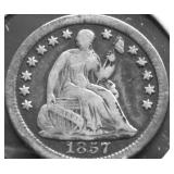 1857 1/2 DIME VF