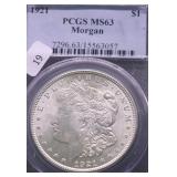 1921 PCGS MS63 MORGAN DOLLAR