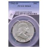 1962 D PCGS MS64 FRANKLIN  HALF DOLLAR