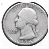 1934 WASHINGTON QUARTER VF