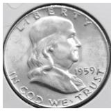 1959 CHOICE BU FBL FRANKLIN HALF DOLLAR