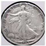 1945 WALKING HALF DOLLAR AU