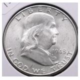 1948 D GEM BU FBL FRANKLIN HALF DOLLAR