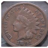 1891 INDIAN HEAD CENT VF