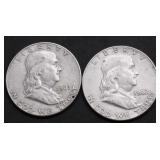 TWO FRANKLIN HALF DOLLARS