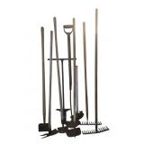 Assorted Primitive Long Handle Yard Tools