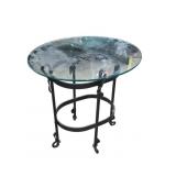 Oval Metal Glass Top End Table