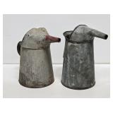2 Galvanized Metal Oil Filler Cans