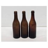3 Early West Louisville Amber Glass Bottles