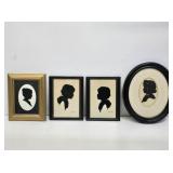 4 Small Framed Victorian Silhouettes
