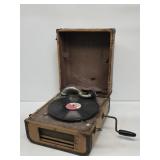 Early Console Hand Crank Record Player