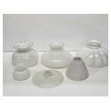 6 Vintage Glass Oil Lamp Shades