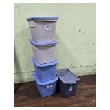 5 Plastic Storage Totes with Lids