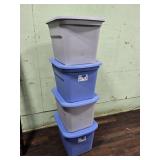 4 Plastic Storage Totes with Lids
