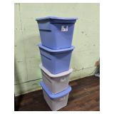 4 Plastic Storage Totes with Lids