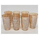 7 Jeanette Glass Peach Lustre Tumblers