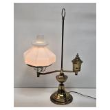 Brass Student Lamp with Glass Shade