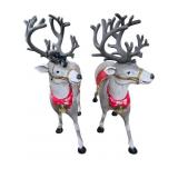 2 Large Light-Up Reindeer Christmas Yard Decor