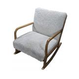 Mid-Century Rocker with White Shag Upholstery