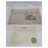 1947 Jackson, Mississippi Newspaper w/COA