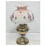 Brass Oil Lamp with Glass Shade