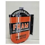 Fram Oil Filters Enameled Flange Sign