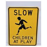 NOS Slow Children at Play Embossed Steel Sign