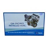 NOS GM Engines Metal Sign with Wood Frame Back